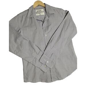 Frank & Eileen Barry Shirt Size Small 100% Cotton Button Down Purple/Blue Lines
